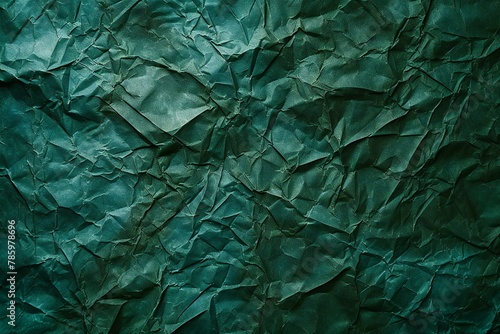 Green crumpled paper texture background, Old sheet of paper