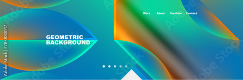 A vibrant geometric background featuring electric blue and green hues, with a symmetrical triangle in the center. This eyecatching pattern is perfect for display devices and macro photography