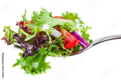 Mixed salad on fork
.isolated on white background