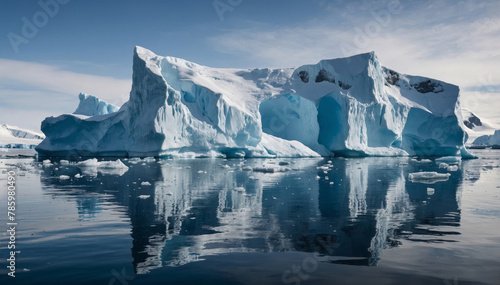 Antarctic sea iceberg floating in the sea, climate change and environmental conservation concept © Mystery