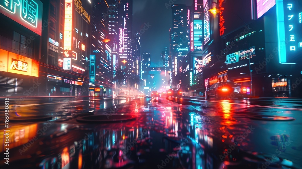 A futuristic city skyline illuminated by the soft glow of neon lights and holographic displays, a dazzling testament to the transformative power of advanced lighting technology in shaping urban 