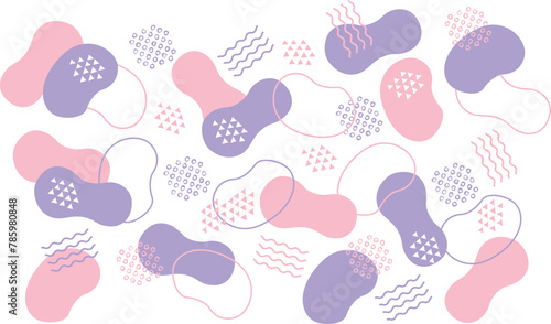 ふにゃふにゃ曲線、流体シェイプのメンフィス背景壁紙