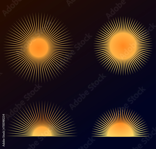 おしゃれなシンプルな太陽のイラスト素材