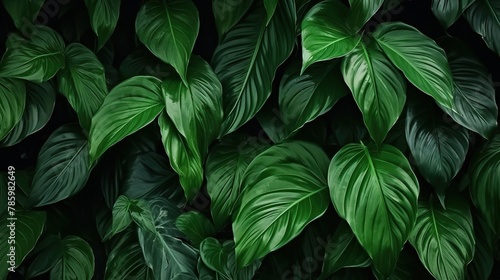 Texture of tropical leaves or green foliage plants outdoor wall decoration concept. © Alpa