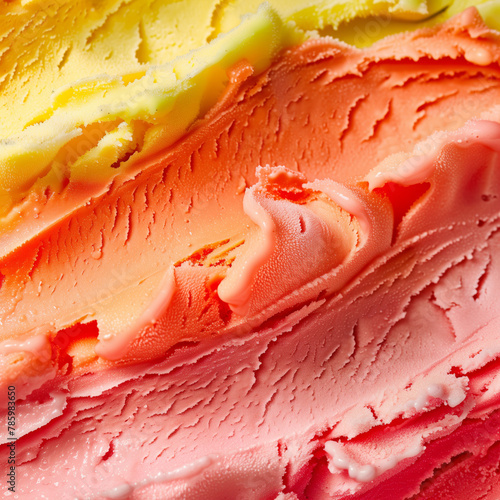 Rainbow Sherbet Swirl. Vibrant rainbow sherbet with textured swirls photo