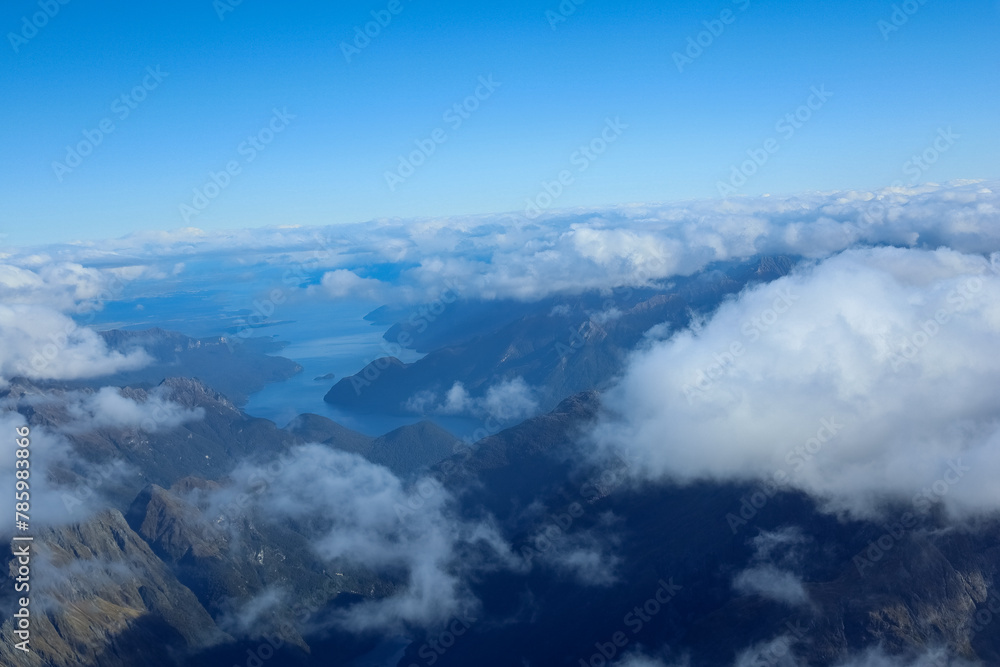 Berge im Süden von Neuseeland aus der Sicht des Flugzeuges Berge im Süden von Neuseeland aus der Sicht des Flugzeuges