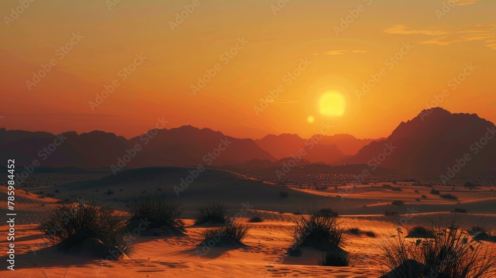 desert at the time of sunset.