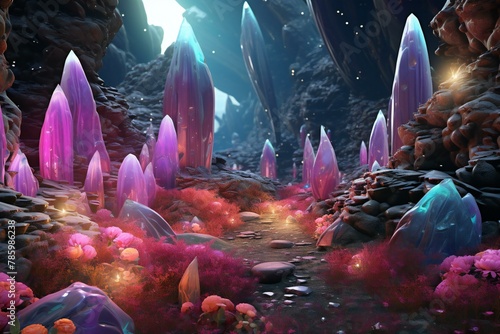 Fantasy alien planet, illustration of a fantasy alien planet