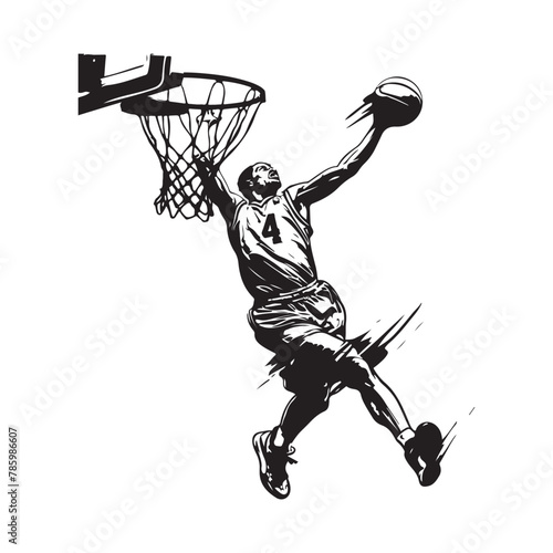 Basketball Slamdunk vector illustration , basketball player silhouette