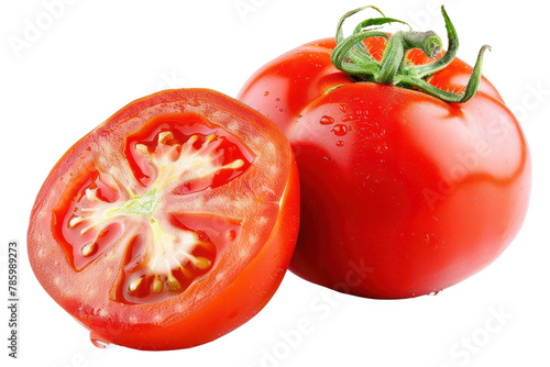 tomato with half of tomato
.isolated on white background photo