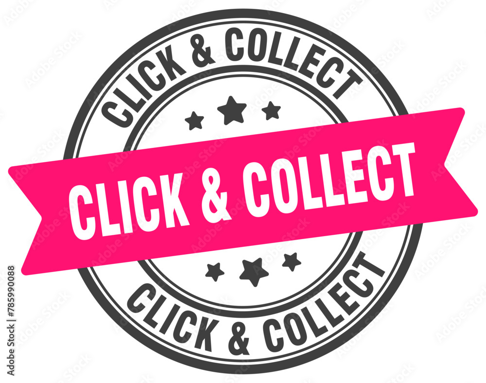 click & collect stamp. click & collect label on transparent background. round sign