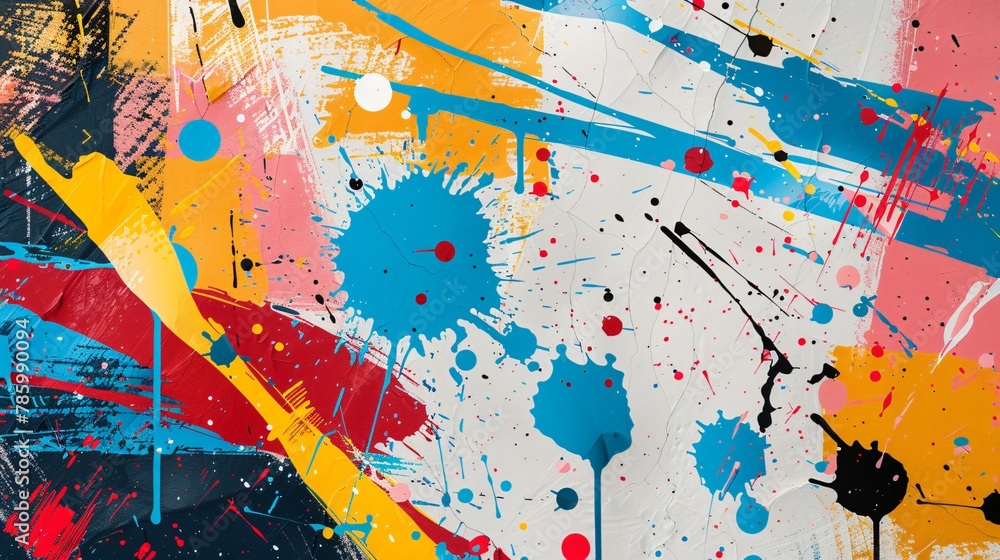 Abstract wallpaper painting design of colorful ink being splashed to the canvas Abstract wallpaper painting design of colorful ink being splashed to the canvas