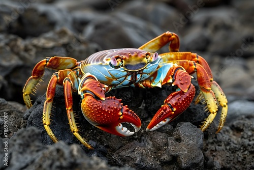 Sally Lightfoot crab on lava rock, Galapagos Islands, Ecuador