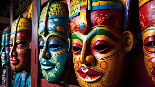 Exploring Local Culture: Wooden Mask Market Finds : traditional wooden mask art at traditional marketplaces