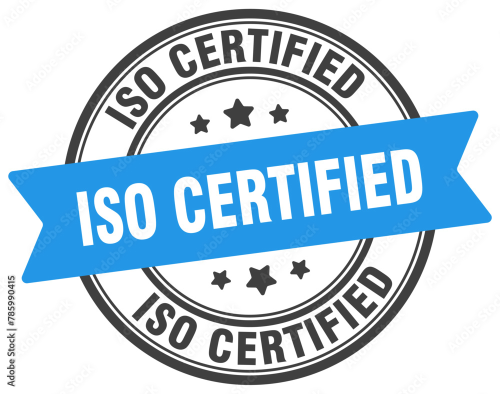 iso certified stamp. iso certified label on transparent background. round sign