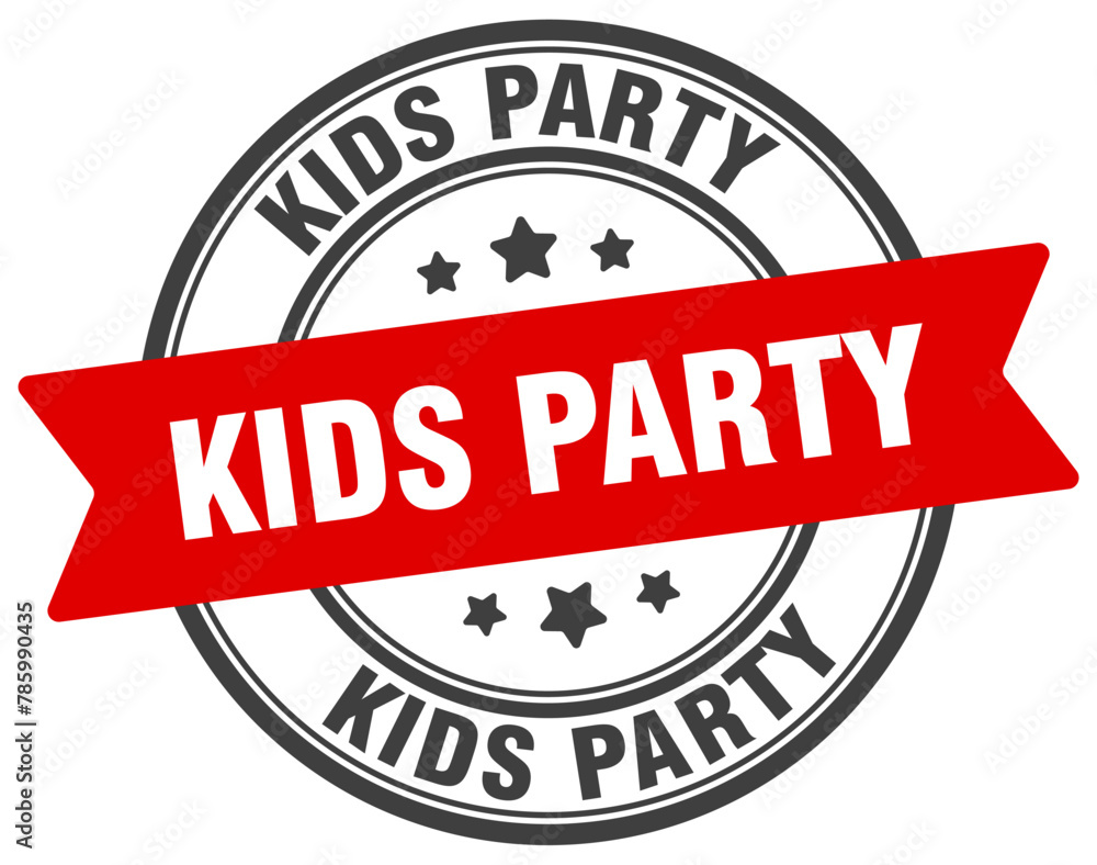 kids party stamp. kids party label on transparent background. round sign