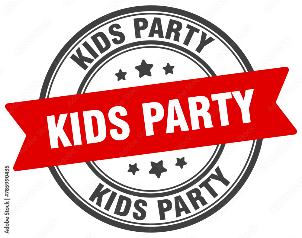 kids party stamp. kids party label on transparent background. round sign kids party stamp. kids party label on transparent background. round sign