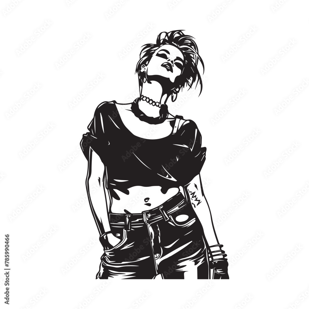 Punk Rocker Woman Image Vector Art, Icons, and Graphics