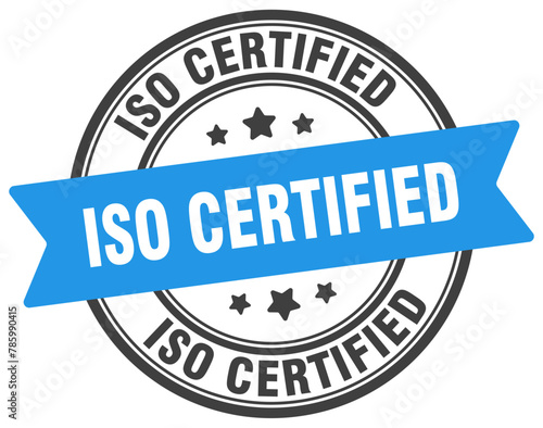 iso certified stamp. iso certified label on transparent background. round sign