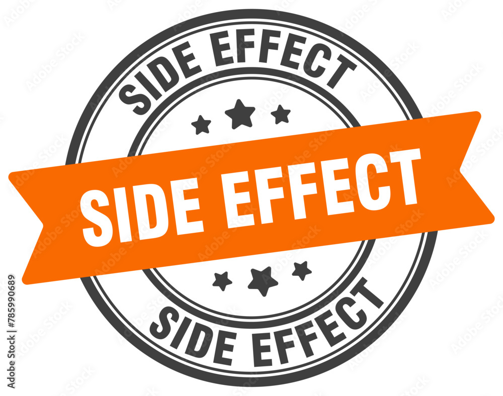 side effect stamp. side effect label on transparent background. round sign