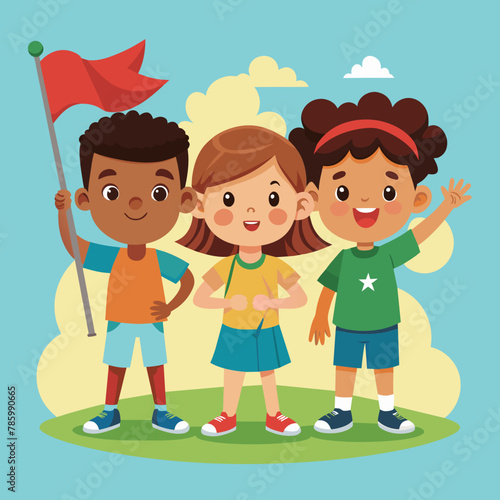 children-holding-flag