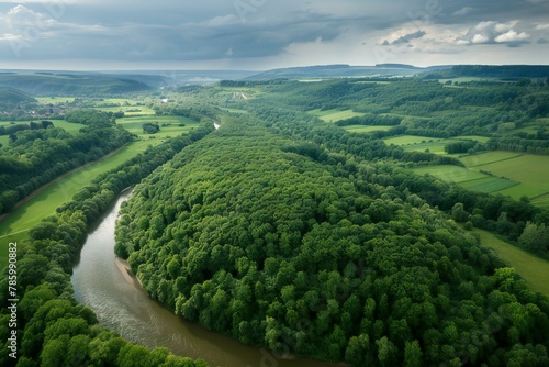 Aerial view of the river Dniester in Poland photo