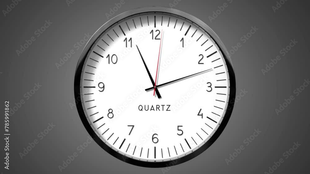 Classic wall clock on gray background - 11 to 12 o clock - 3D 4k animation (3840 x 2160 px) Classic wall clock on gray background - 11 to 12 o clock - 3D 4k animation (3840 x 2160 px)