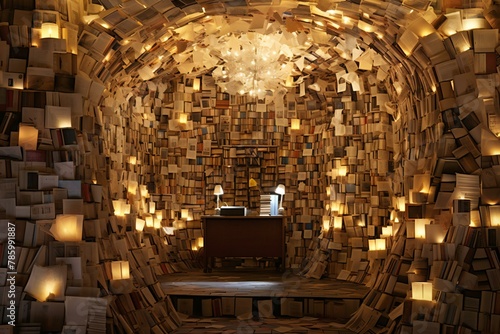 Interior of a library with a lot of books   rendering