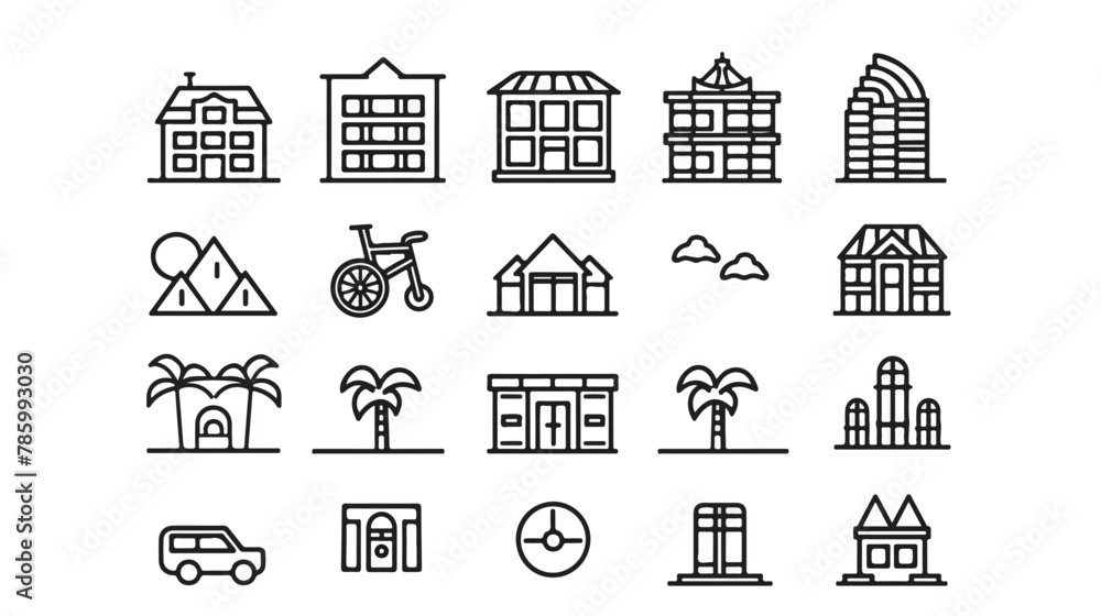 Vector Hotel ultra modern outline line icons for web a