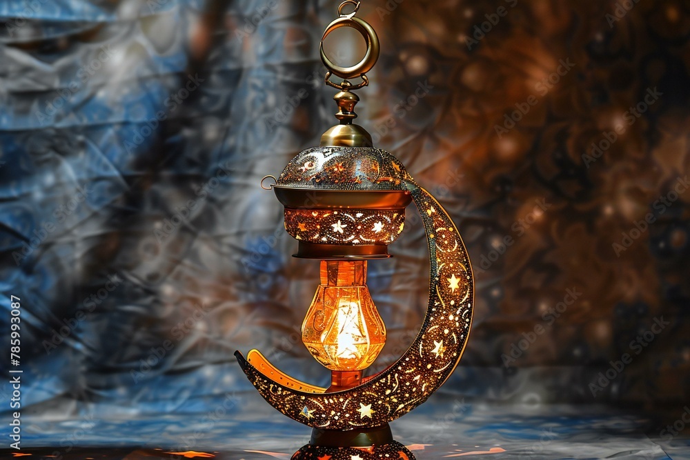 Arabic lantern on a dark background,  Ramadan Kareem concept