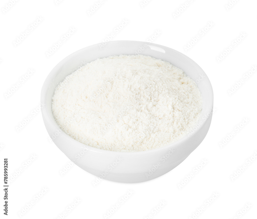Baking powder in bowl isolated on white Baking powder in bowl isolated on white