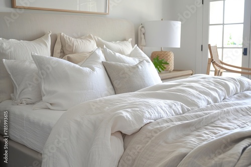 Capture the satisfaction of making a bed with crisp, clean linens washed with a preferred laundry detergent © Sladjana