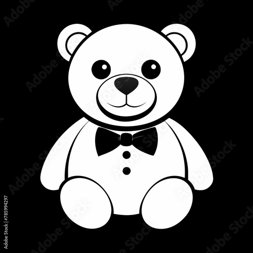 classic-teddy-bear-toy-with-a-bow-tie-black-silhou
