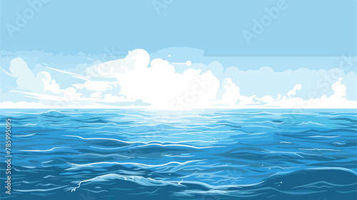 Fototapeta Naklejka Na Ścianę i Meble -  Vector Realistic cartoon vector empty blue ocean sea a