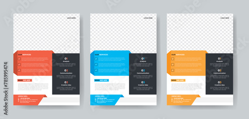 Corporate Business Flyer template layout 3 color design concept in the template.