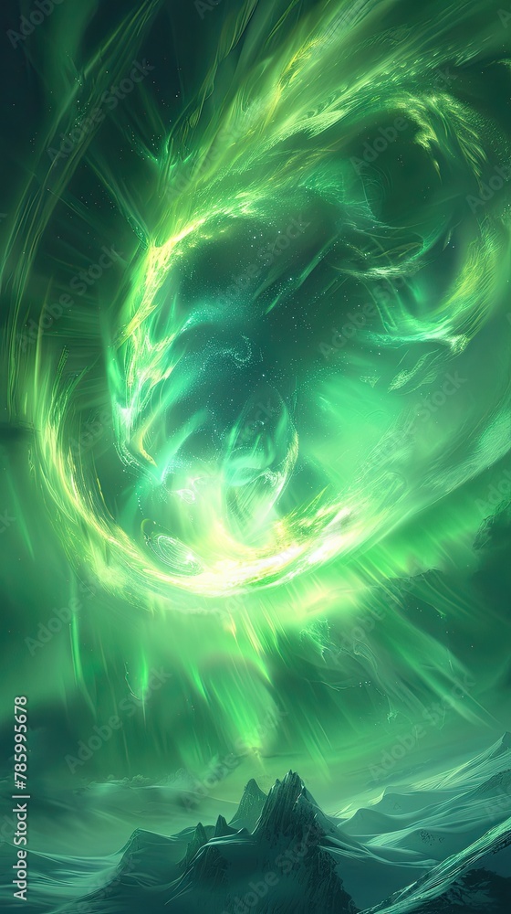 A powerful magnetic storm causing beautiful auroras in the polar skies A powerful magnetic storm causing beautiful auroras in the polar skies