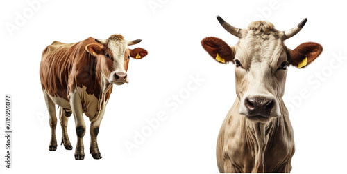 set of cow isolated on transparent background