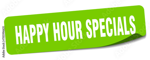 happy hour specials sticker. happy hour specials label