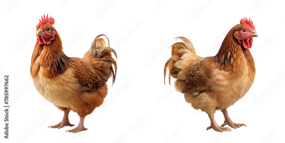 set of hen isolated on transparent background