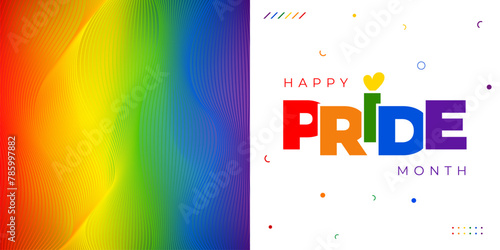 pride month landscape banner with pride rainbow colored background lgbt pride day banner, poster, flyer, invitation card design template