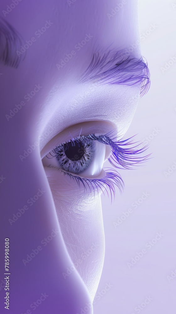 Fototapeta premium Arranges an eye in a minimalist setting, where the piercing blue is the sole focus, emphasizing the purity and intensity of insightful observation