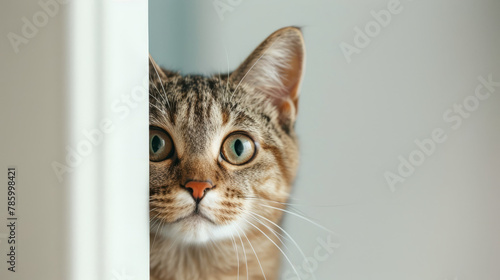 A playful cat peeking from behind © 9DIGITECH