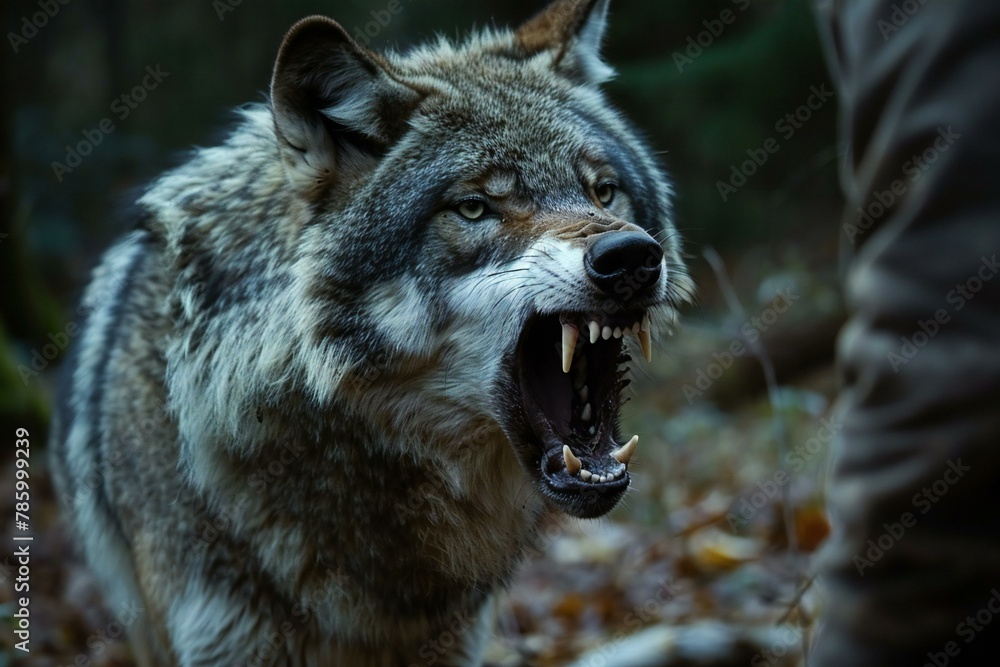 Wolf in the forest,  Wild wolf in the forest,  Wildlife scene