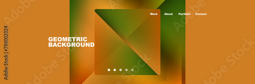 A geometric background with green and amber triangles on an orange background, resembling tints and shades of a terrestrial plant. Displayed on a computer screen using office application software