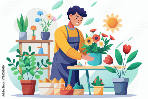 ui illustration of florist arranging