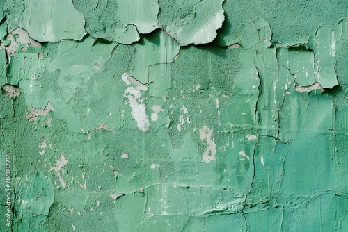 Old wall with peeling green paint, Abstract background for design