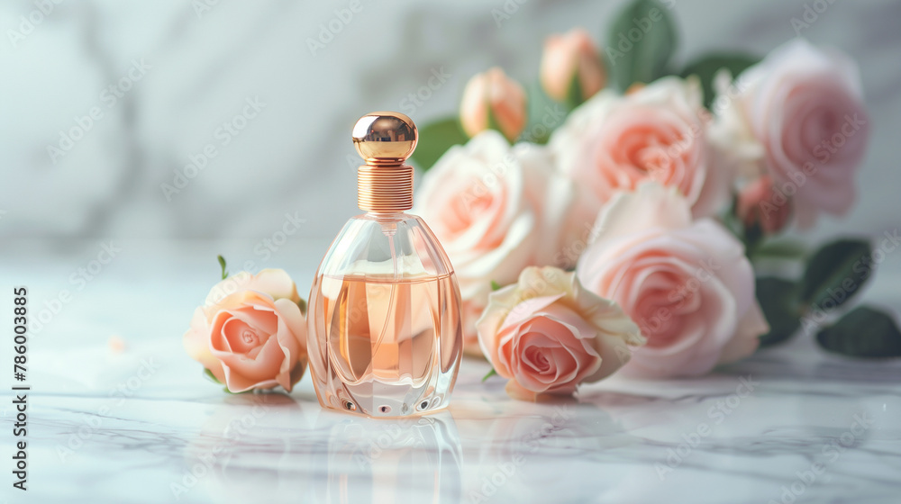 Perfume Bottle and Roses Perfume Bottle and Roses