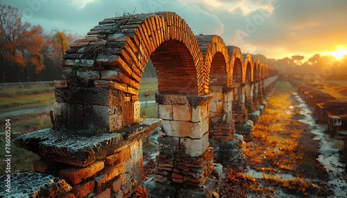 Ancient roman ruins of a roman aqueduct. Ruins from the ancient Roman Empire
