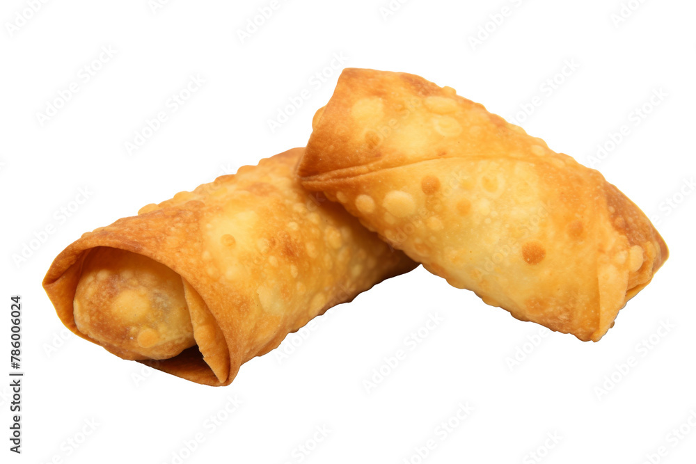 Stacking of egg rolls food isolated white