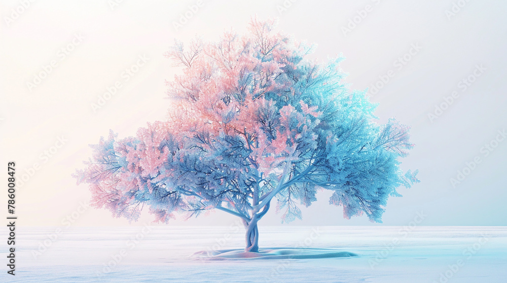 Fototapeta premium Pastel brain tree suggests serenity and innovative thought in cool hues.